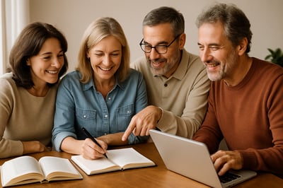 Personas mayores de 40 años compartiendo y aprendiendo juntas Personas mayores de 40 años compartiendo y aprendiendo juntas
